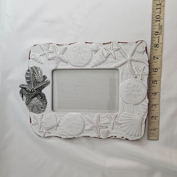 Coastal Ceramic Seashell Starfish Seahorse Photo Frame 4x6 Beach Decor - Picture 12 of 15